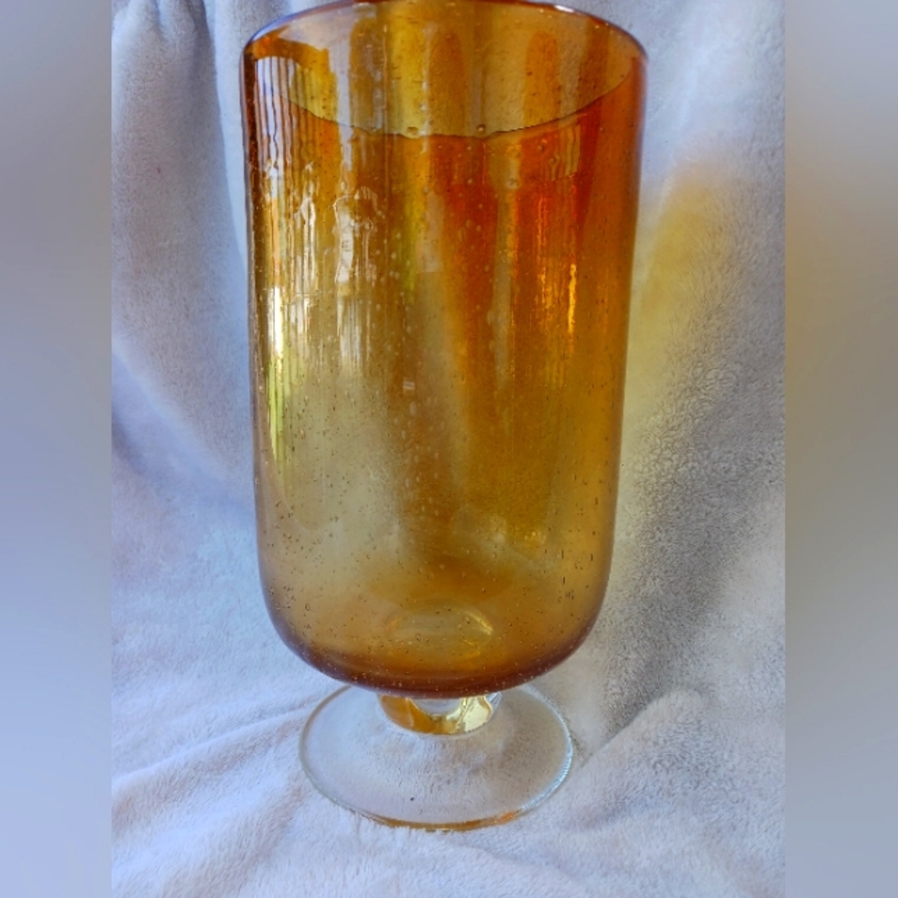 Clear & Amber Glass Bubble Hurricane